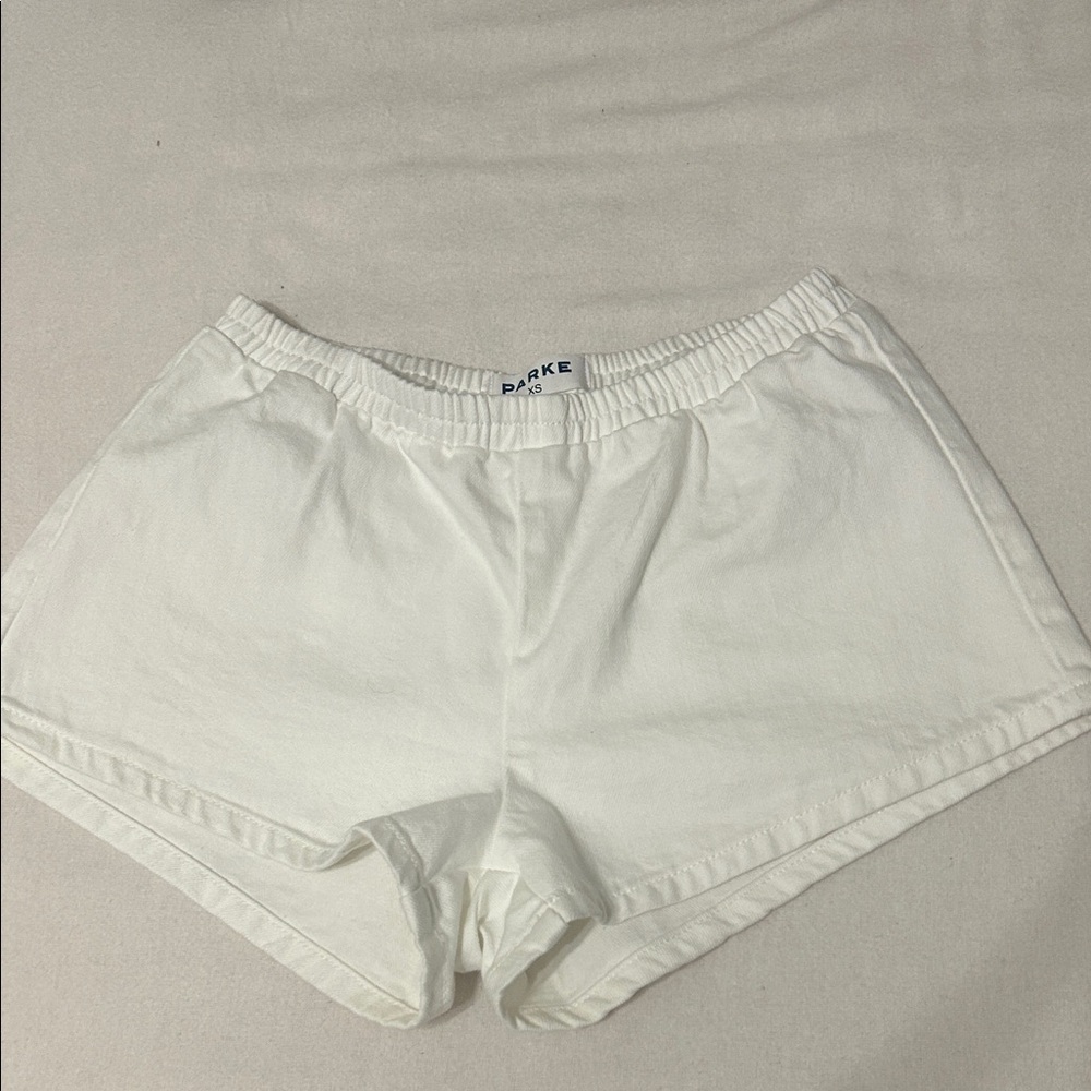 Parke elastic denim shorts